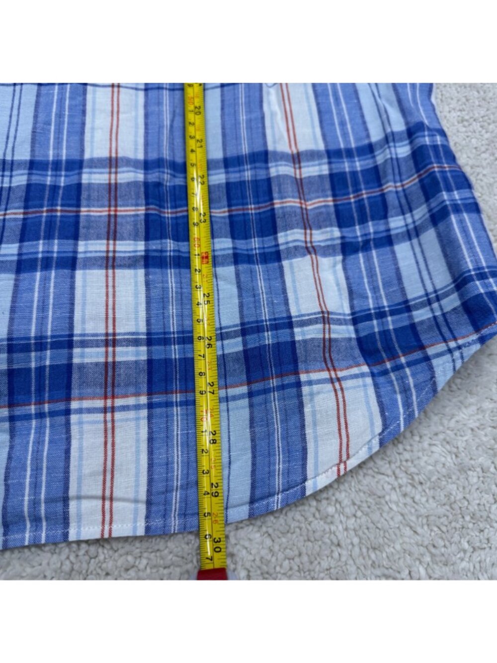 Banana Republic Men's Plaid Button-Up SS Shirt Multicolor Linen Blend, Size L - Picture 6 of 7